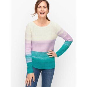 Talbots Shaker Stitch Bateau Neck Pullover Sweater Spring Ombre